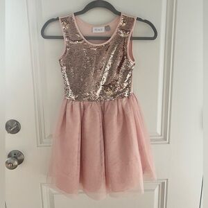 Girls Pink Glitter Dress